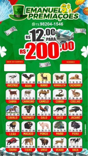 12,00 PARA 200,00 A